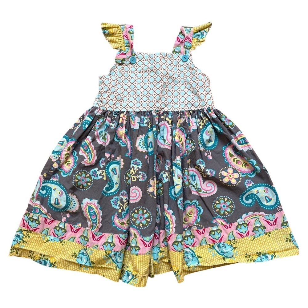 Handmade patchwork Dress Girls Multicolor Excellent Mixed Print SIZE 7-8